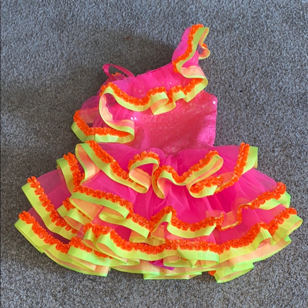 Hot pink kids dance costume